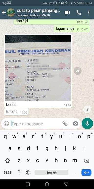 Tukar Nama Kenderaan On The Spot Motorbikes On Carousell