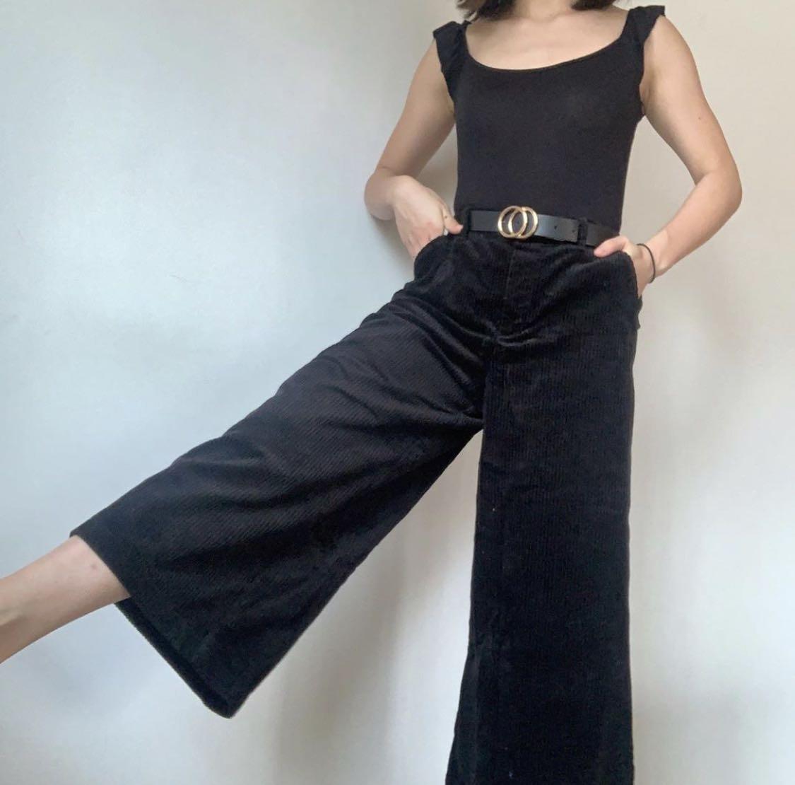 UNIQLO Black Corduroy Culottes, Women's 