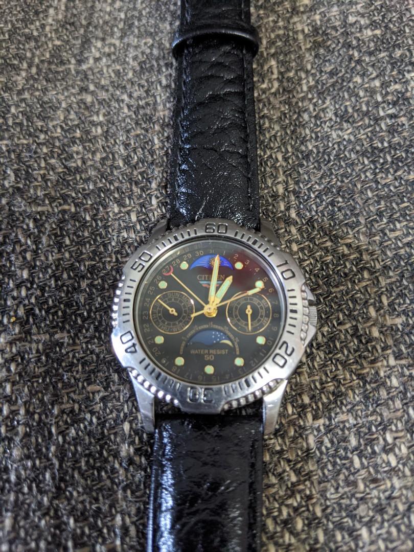 vintage citizen moon phase watch