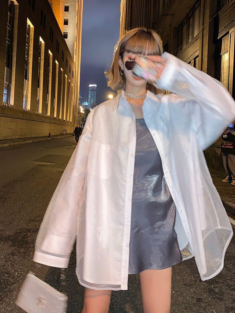 White sheer outerwear Women s Fashion Coats Jackets and