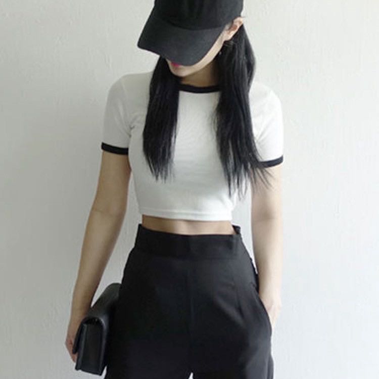 White Ulzzang Korean Cropped Top Women S Fashion Clothes Tops On Carousell