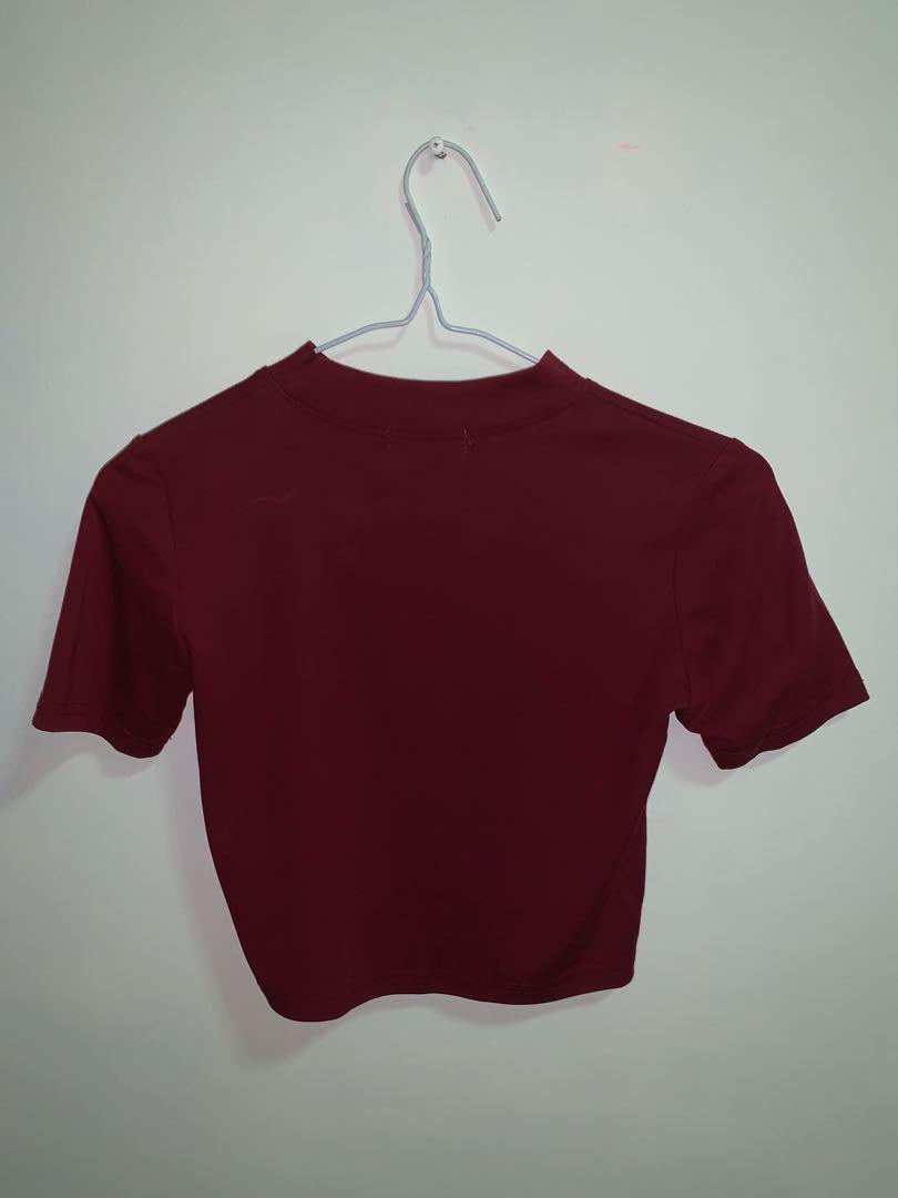 Red mock turtleneck top