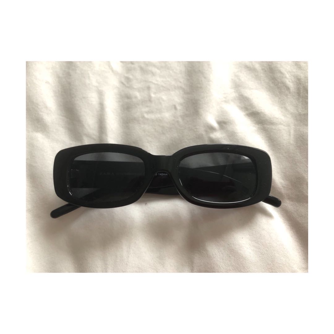 Zara Black Rectangle Sunglasses, Women 