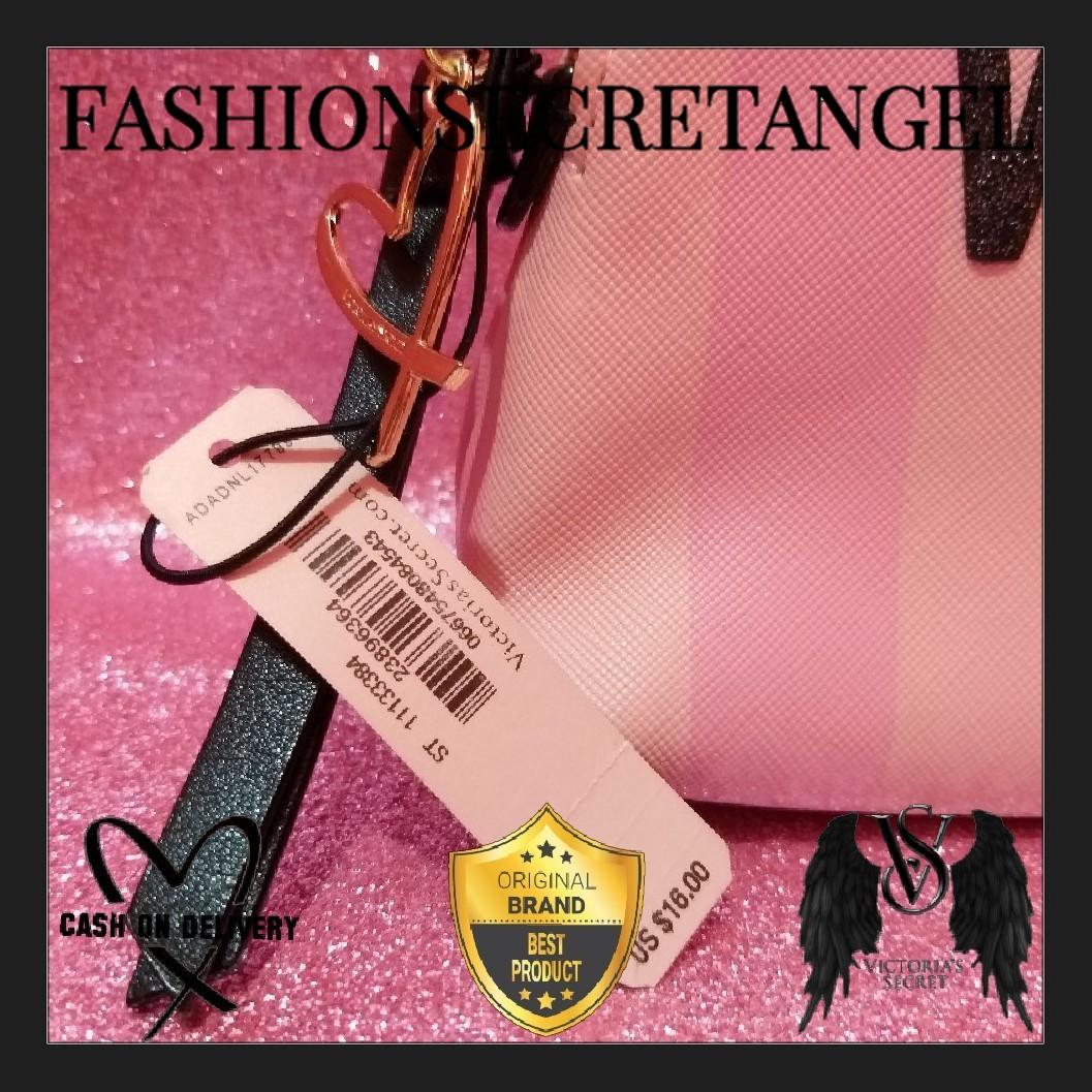100 ORIGINAL Victoria s Secret Logo Signature Stripe Beauty Bag