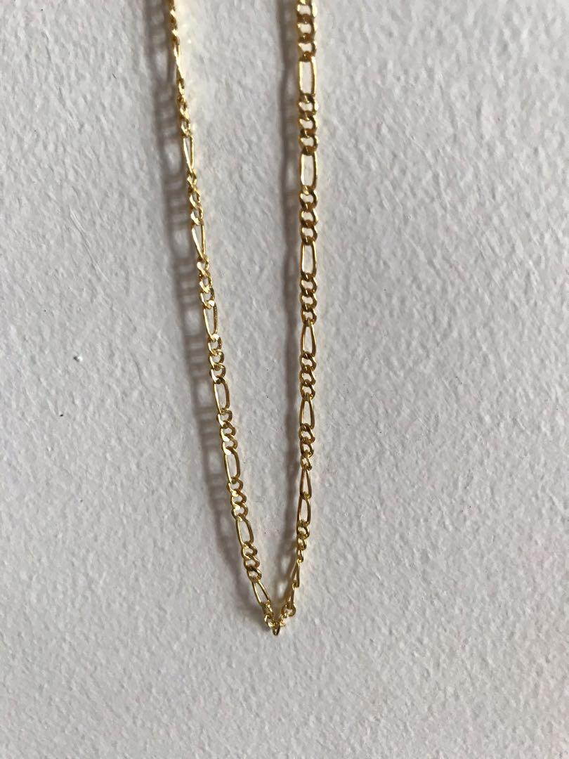 18k Genuine Gold Figaro Chain Necklace 