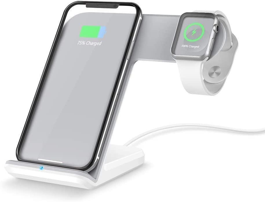 2 In 1 Wireless Charger Fast Qi Charging Station Dock For Apple Watch Series 5 4