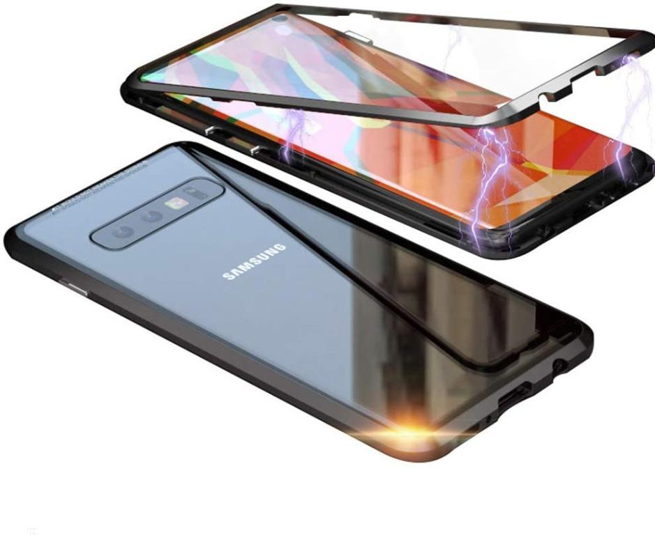 7352 Samsung Galaxy S10 Plus Case Magnetic Clear Tempered Glass