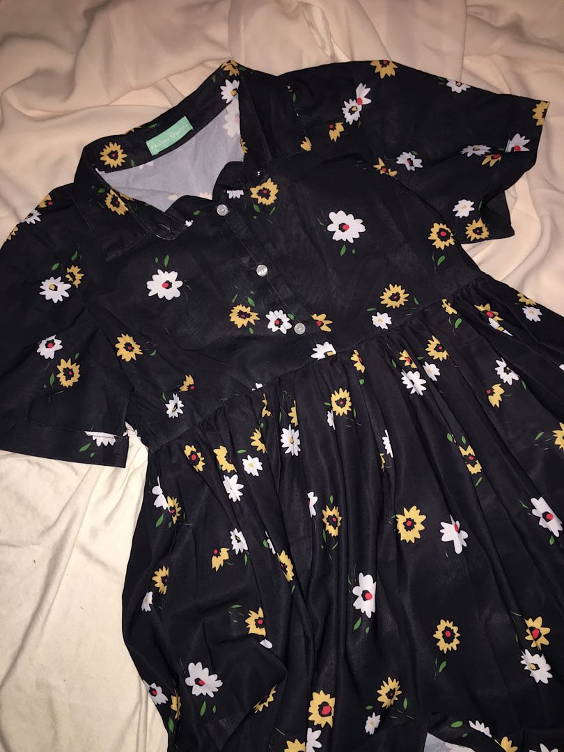 black sunflower dress, Women's Fashion, Dresses & Sets, Dresses on ...