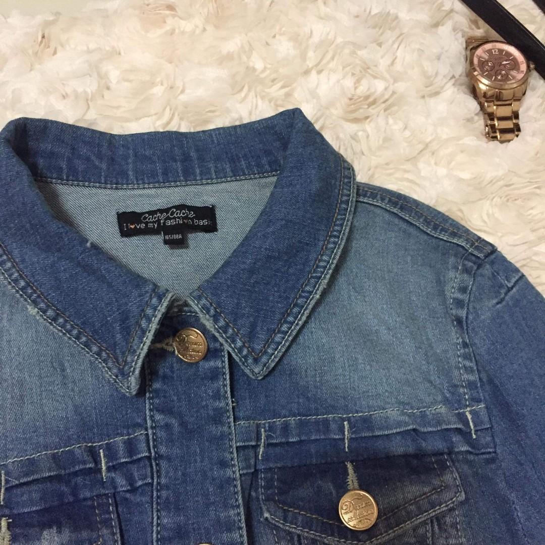 Cache cache denim jacket, Women's Fashion, Coats, Jackets and Outerwear on  Carousell