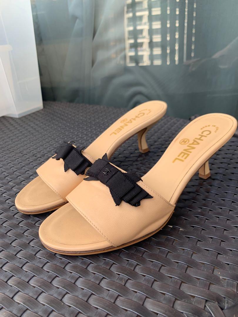 Chanel Beige Slip Ons/ Sandals Size 35 