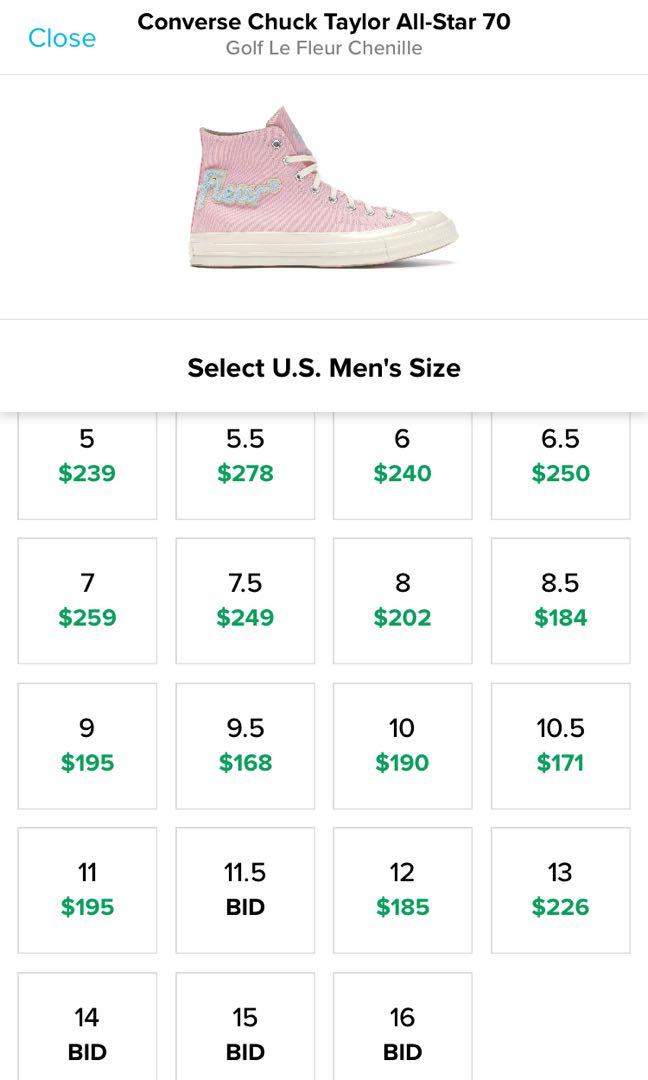 Converse golf le fleur size chart clearance