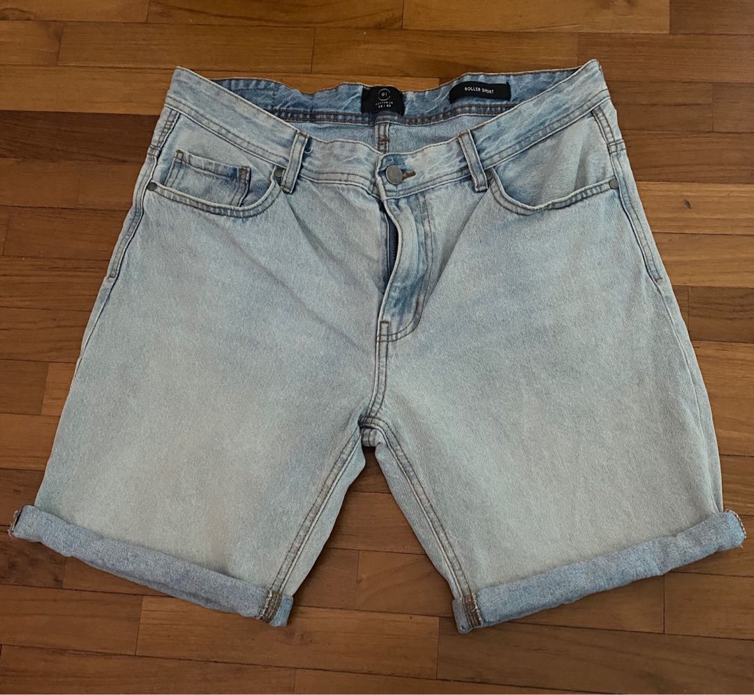 Cotton On Denim Roller Shorts 34”, Men 