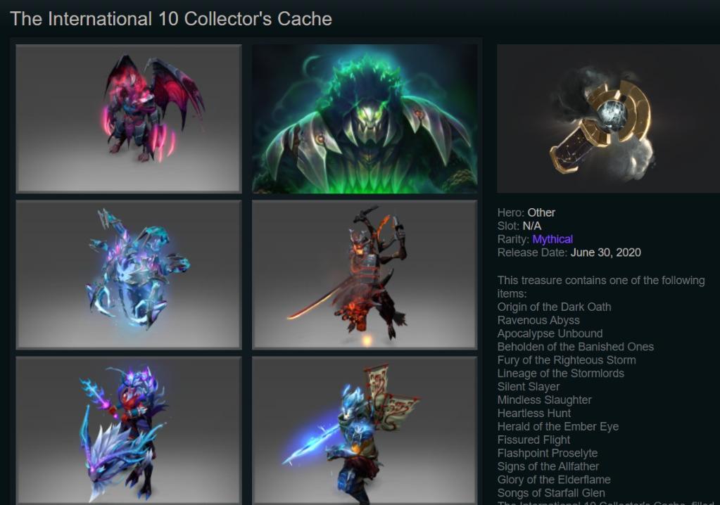 Dota 2 The International 2020 Ti10 Cache 1 Collector S Cache Sets Toys Games Video Gaming In Game Products On Carousell