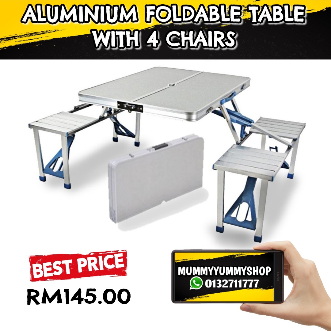 Folding Table With 4 Seat Home Furniture Home Decor On Carousell