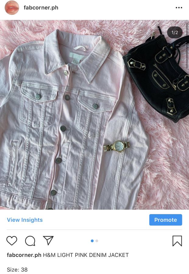 h and m pink denim jacket