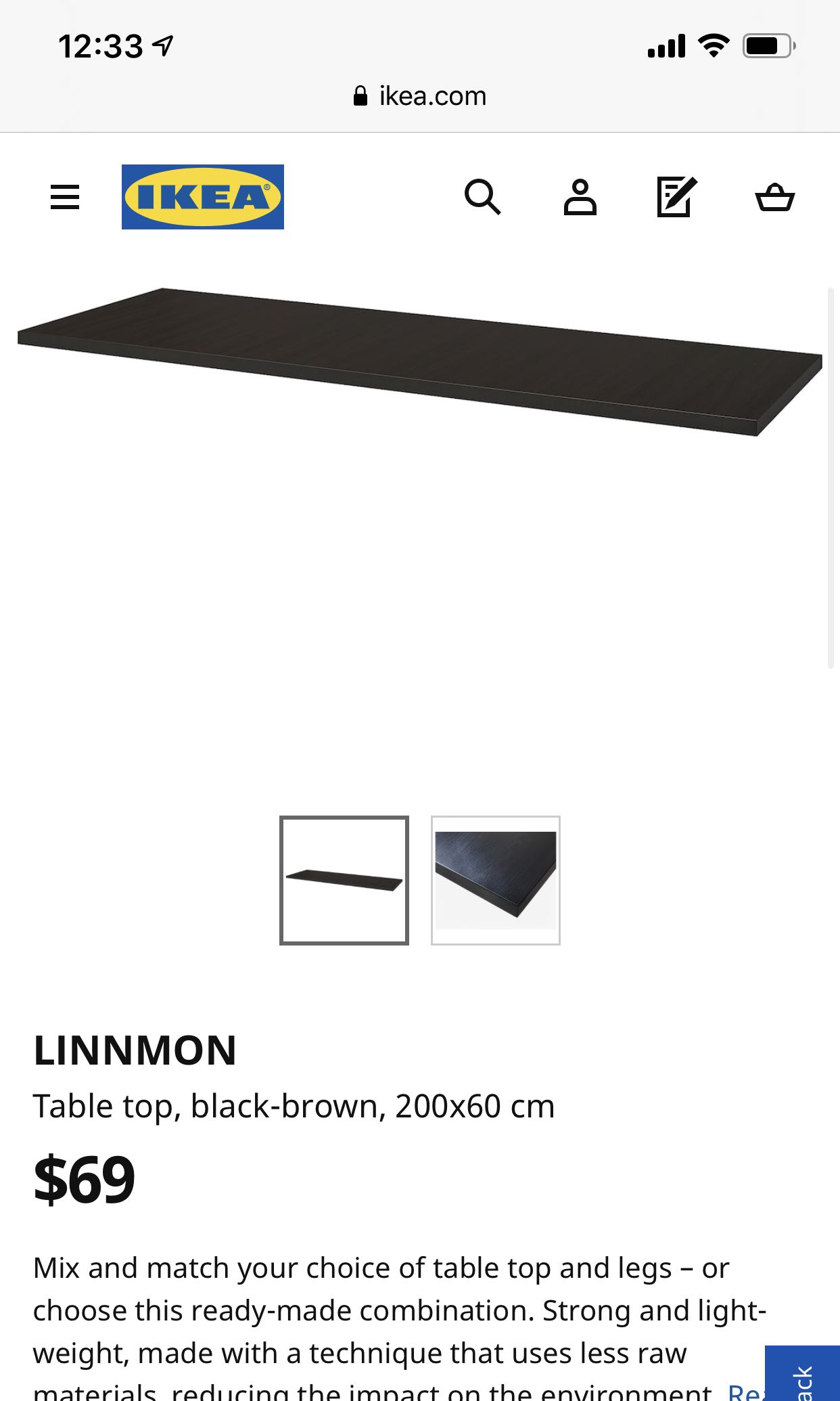 Linnmon table top new arrivals 200 x 60