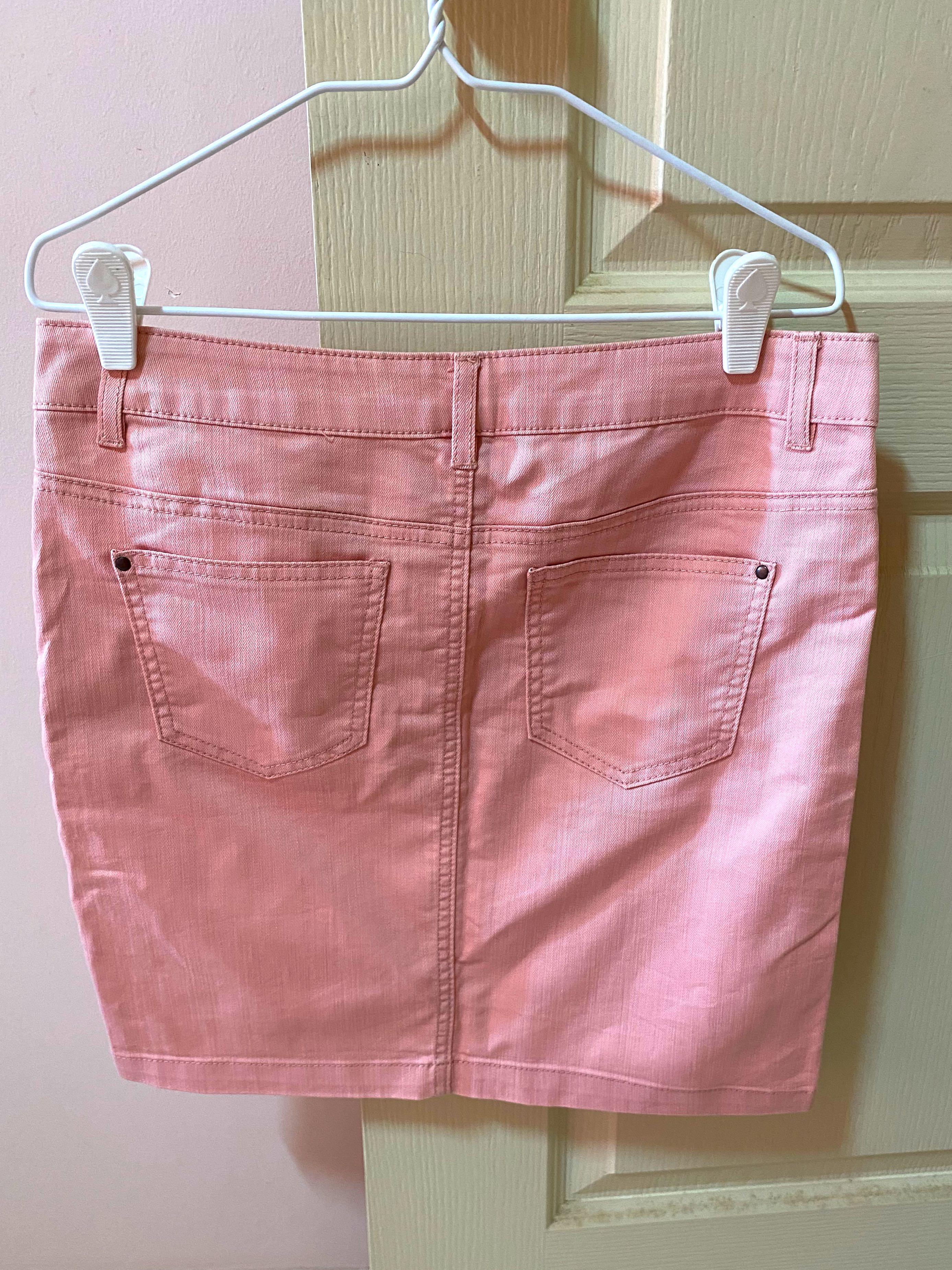 light pink denim skirt