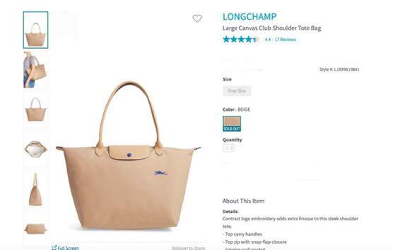 longchamp medium canvas club shoulder tote bag