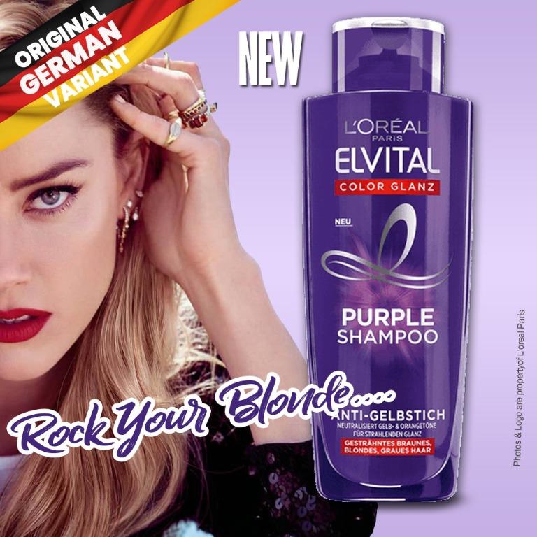 Loreal Elvital Silver Purple Shampoo Germany Color Treated Hair Blonde Brown Grey Anti Yellow Beauty Personal Care Hair On Carousell