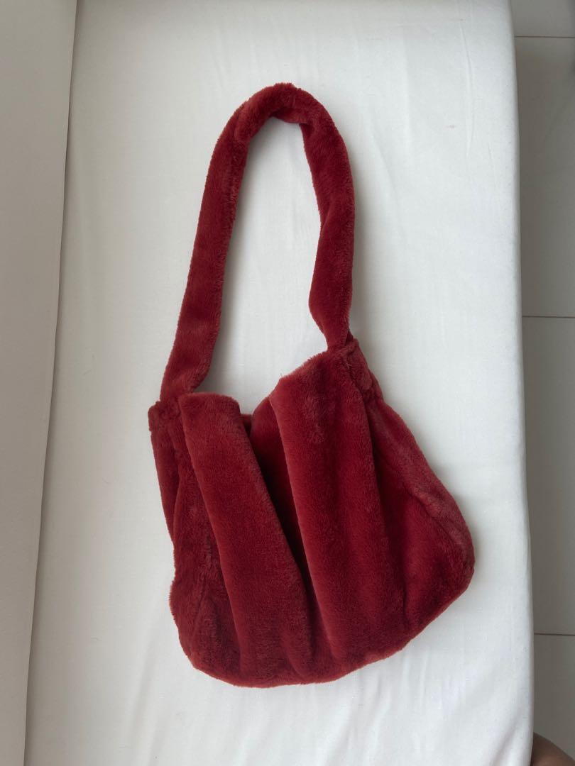 red fur bag