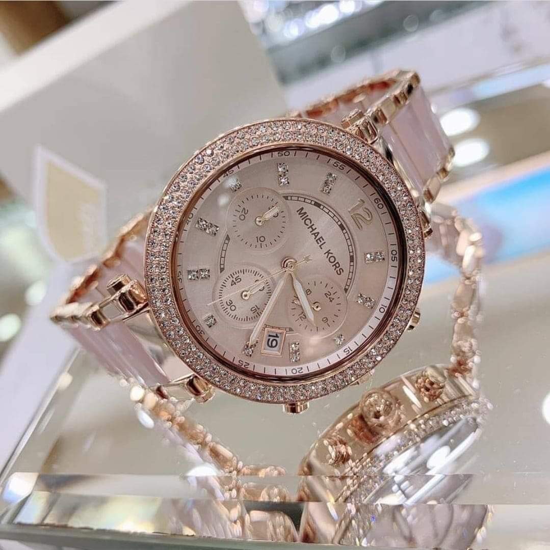 Michael kors parker deals blush dial ladies watch