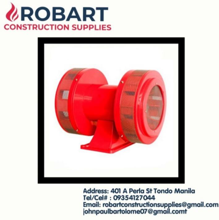 Motor Siren (MS-790) (Category: Construction Tools & Equipment) located in Manila. Submitted by robartconstructionsupplies07 (Listing ID 1017900302, Image 1). Description: Motor Siren Model: MS-790 * Moter Siren with the external diameter of 80/100mm which makes the output of 40W sound volume. * Suitable for warning information of small hoist, light transfer cars and the inside of small vessel. * Body standard color : RED Material : STEEL & ABS I