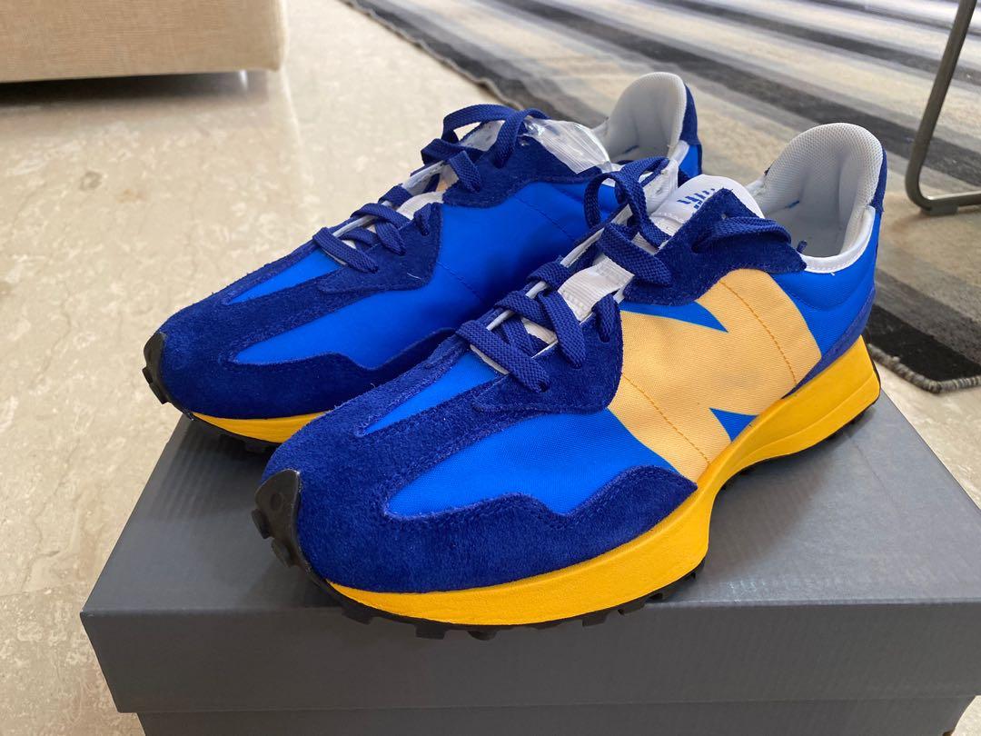 Gold and blue sneakers best sale