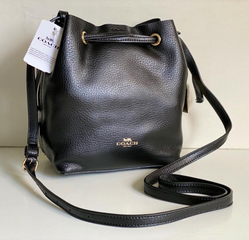 NEW COACH DERBY BLACK BUCKET LEATHER CROSSBODY SLING MESSENGER BAG PURSE 250 SALE