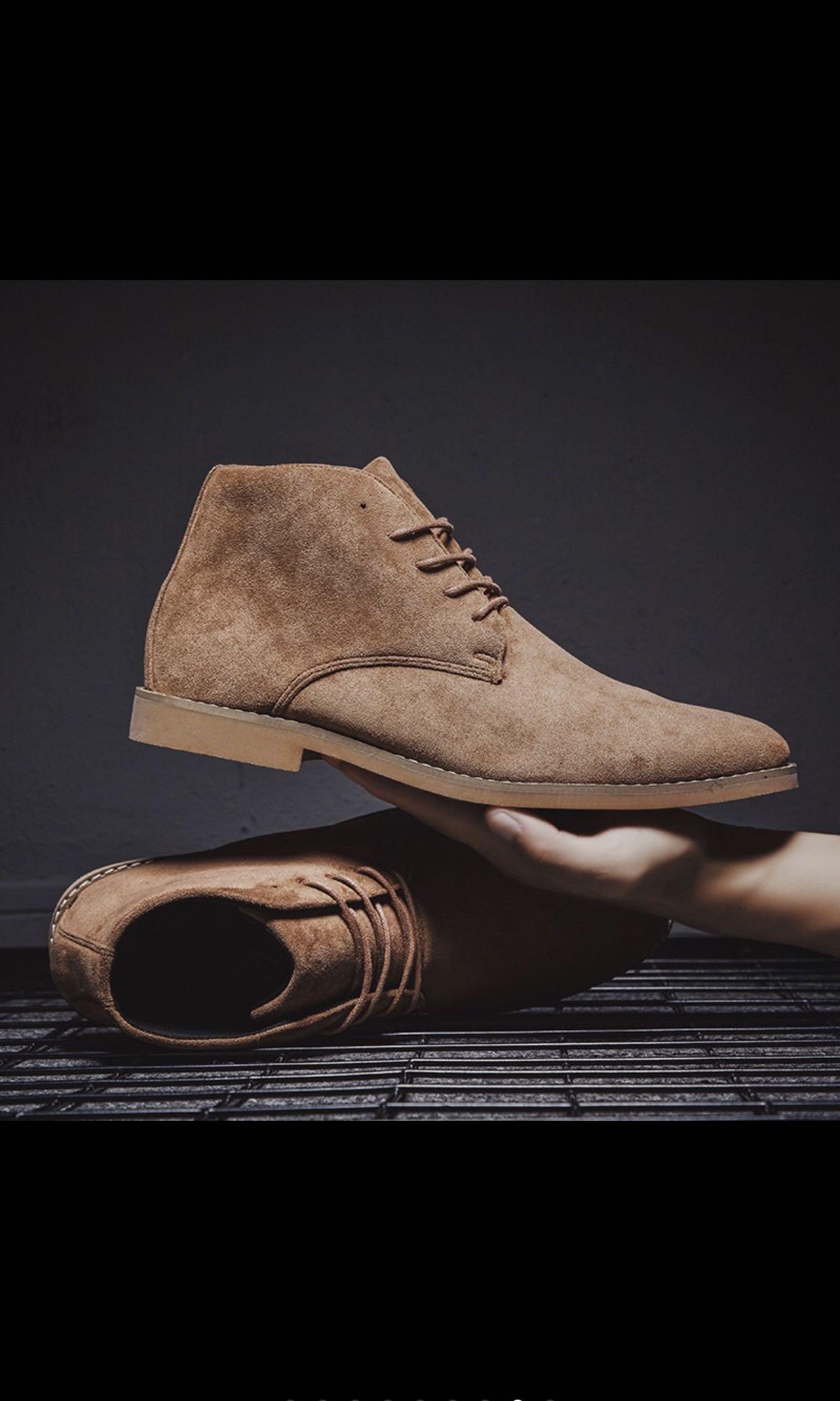 New Retro Brown Colour High Tops Suede Leather Men Dress Boots Shoes Formal Lace Up Business Oxfords