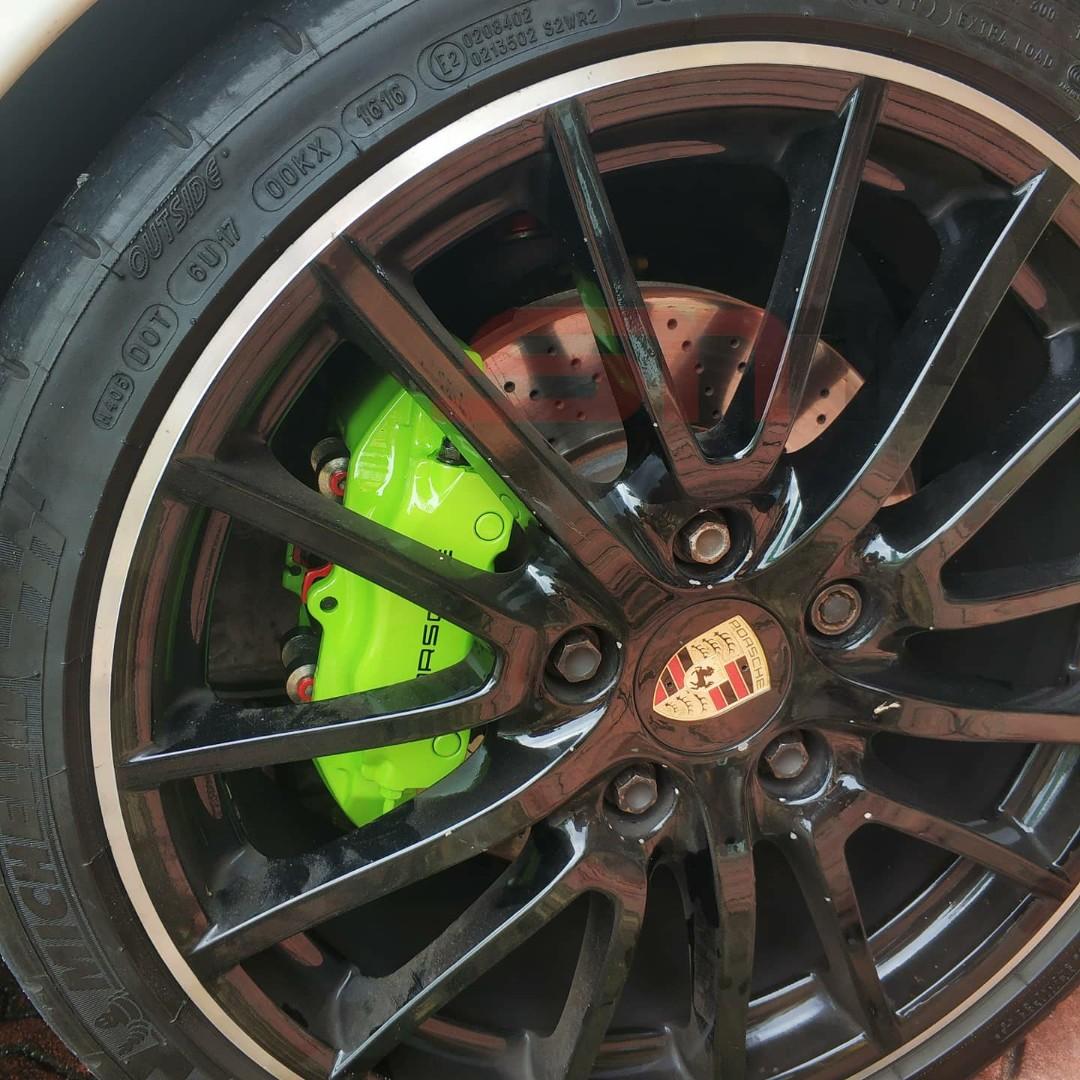 Porsche Brake Caliper Painting LIME GREEN, Auto Accessories on Carousell