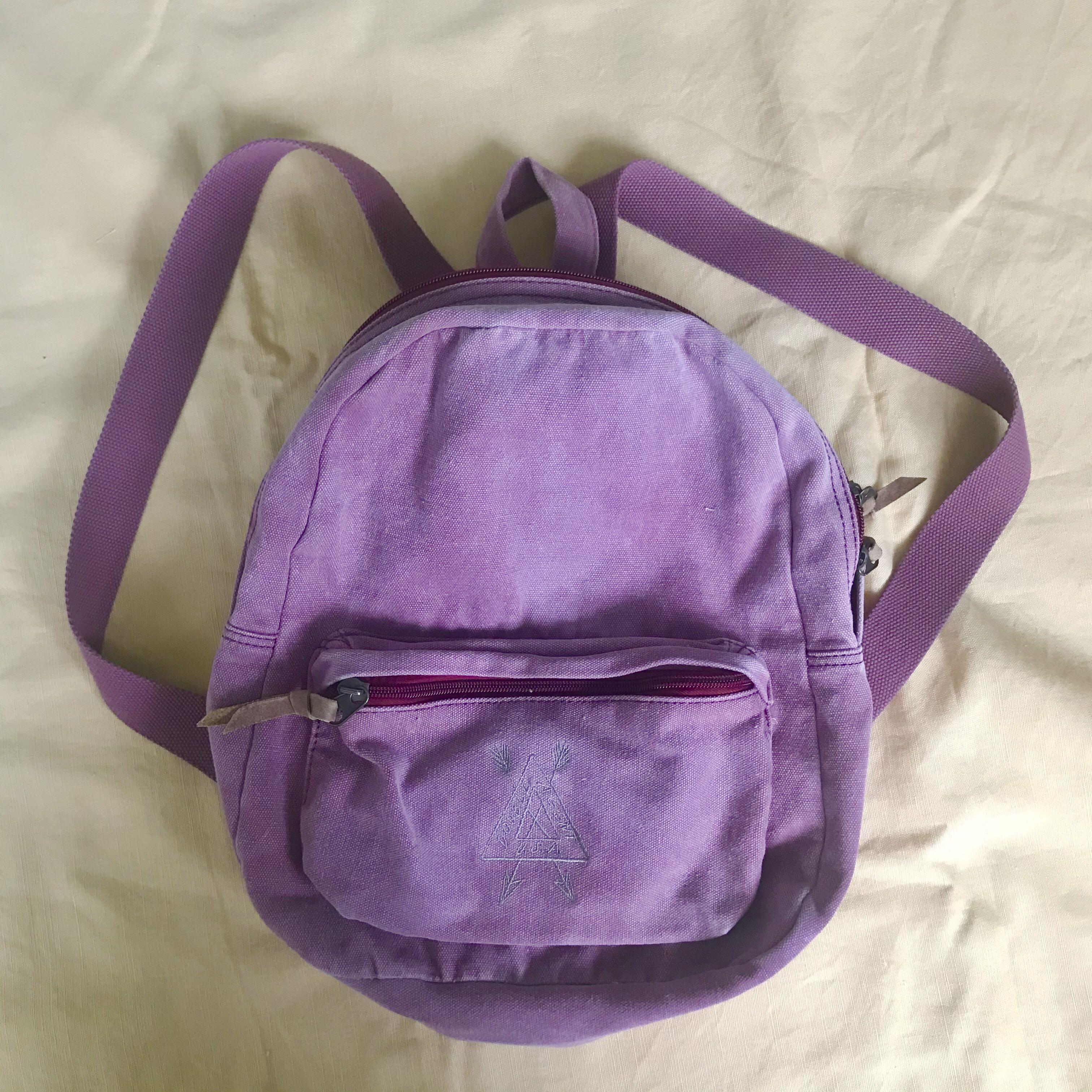 purple canvas backpack