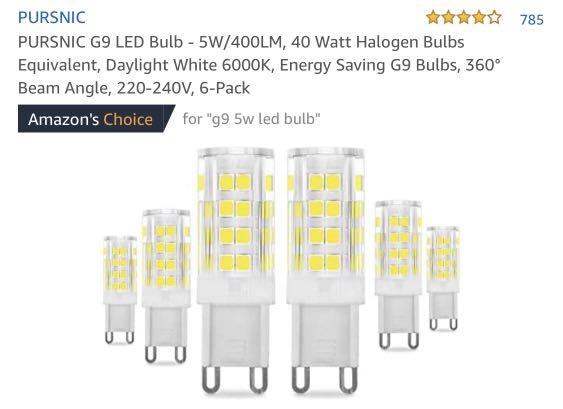 5W/400LM G9 LED Bulb Daylight White 6000K, 40 Watt Halogen Bulbs Equivalent