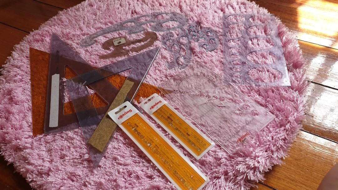 Rotring templates, triangles, curve, oval, Furniture & Home Living ...