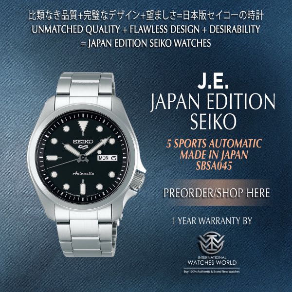 SEIKO JAPAN EDITION 5 SPORTS AUTOMATIC NEW 40MM CLASSIC STAINLESS STEEL  BRACELET SBSA045 BLACK DIAL MADE IN JAPAN, Mobile Phones & Gadgets,  Wearables & Smart Watches on Carousell