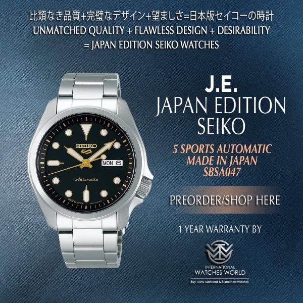 SEIKO JAPAN EDITION 5 SPORTS AUTOMATIC NEW 40MM CLASSIC STAINLESS STEEL  BRACELET SBSA047 BLACK DIAL WITH GOLD MARKER MADE IN JAPAN, Mobile Phones &  Gadgets, Wearables & Smart Watches on Carousell