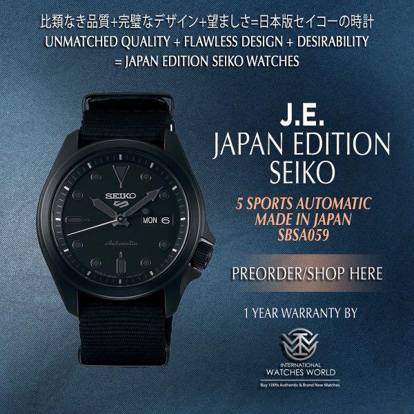 SEIKO JAPAN EDITION 5 SPORTS AUTOMATIC NEW 40MM CLASSIC NYLON BAND MADE IN  JAPAN BLACK OUT SBSA059, Mobile Phones & Gadgets, Wearables & Smart Watches  on Carousell