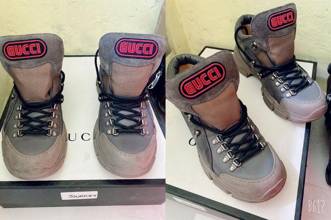 Sepatu Gucci original journey gg leather trekking boots Fesyen
