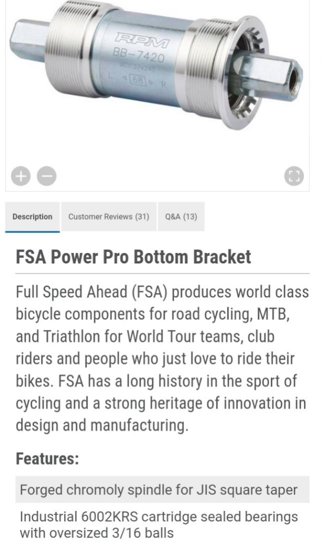 fsa vero bottom bracket