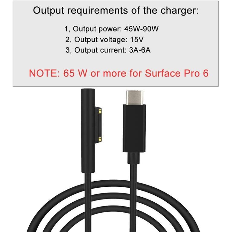 Surface Pro Connector to USBC Charging Cable for Microsoft Surface Laptop, Surface Book 2