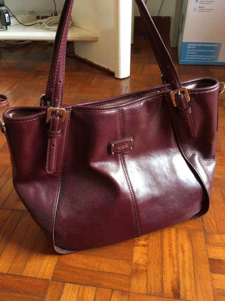 Tod s handbag wine red