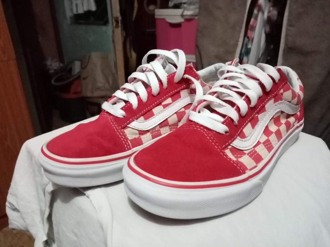 Kids red checker vans on sale