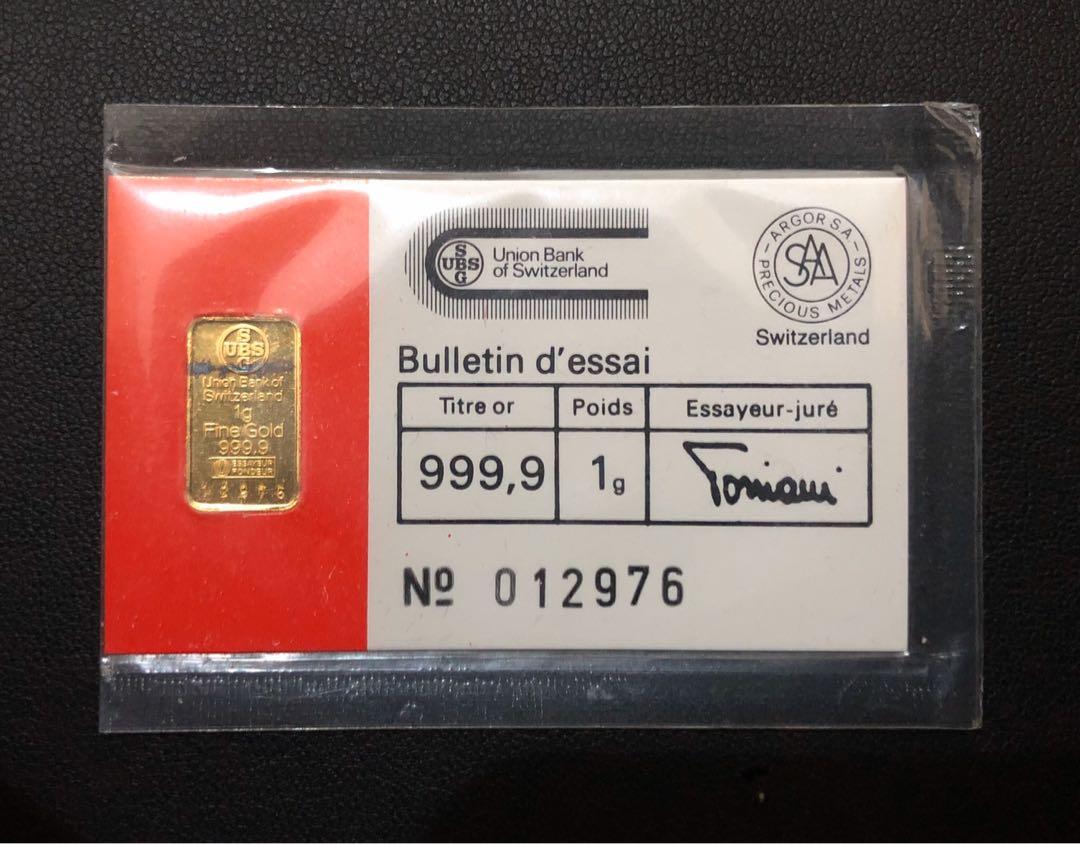 1g Gold Bar Vintage Ubs Antiques Vintage Collectibles On Carousell