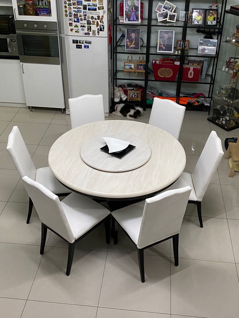 Round Godrej Interior Marble Dining Table, Seater at best price in