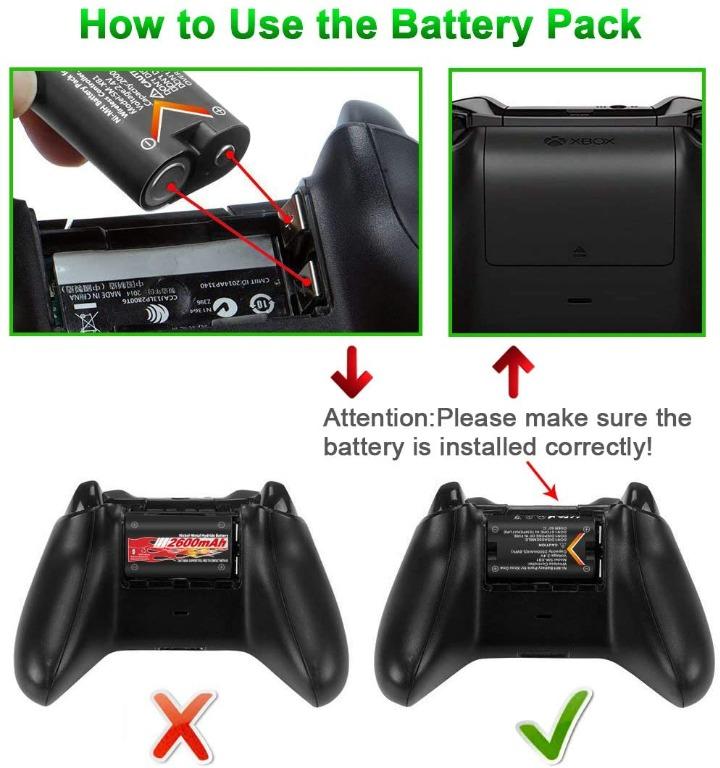 916FG Xbox One Controller Battery Pack 2 x 2600mAh High ...