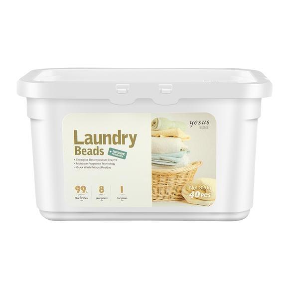 [泰國製造] Yesus Laundry ball 濃縮 3合1洗衣凝珠洗衣球40枚入(爽身粉味), 傢俬＆家居, 家居清潔及護理用品