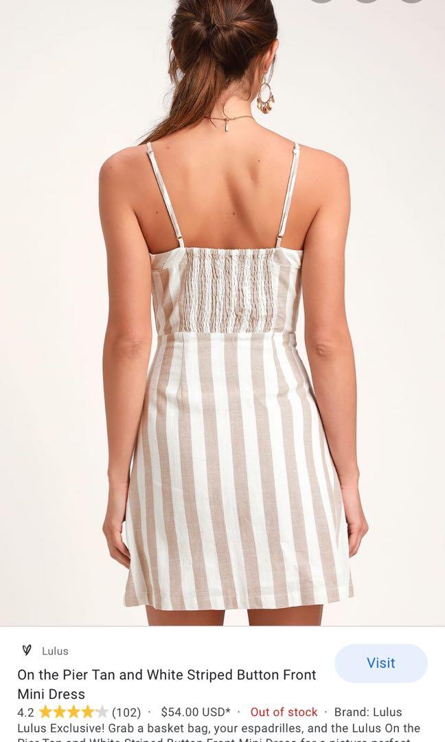 Tan and white striped dress clearance