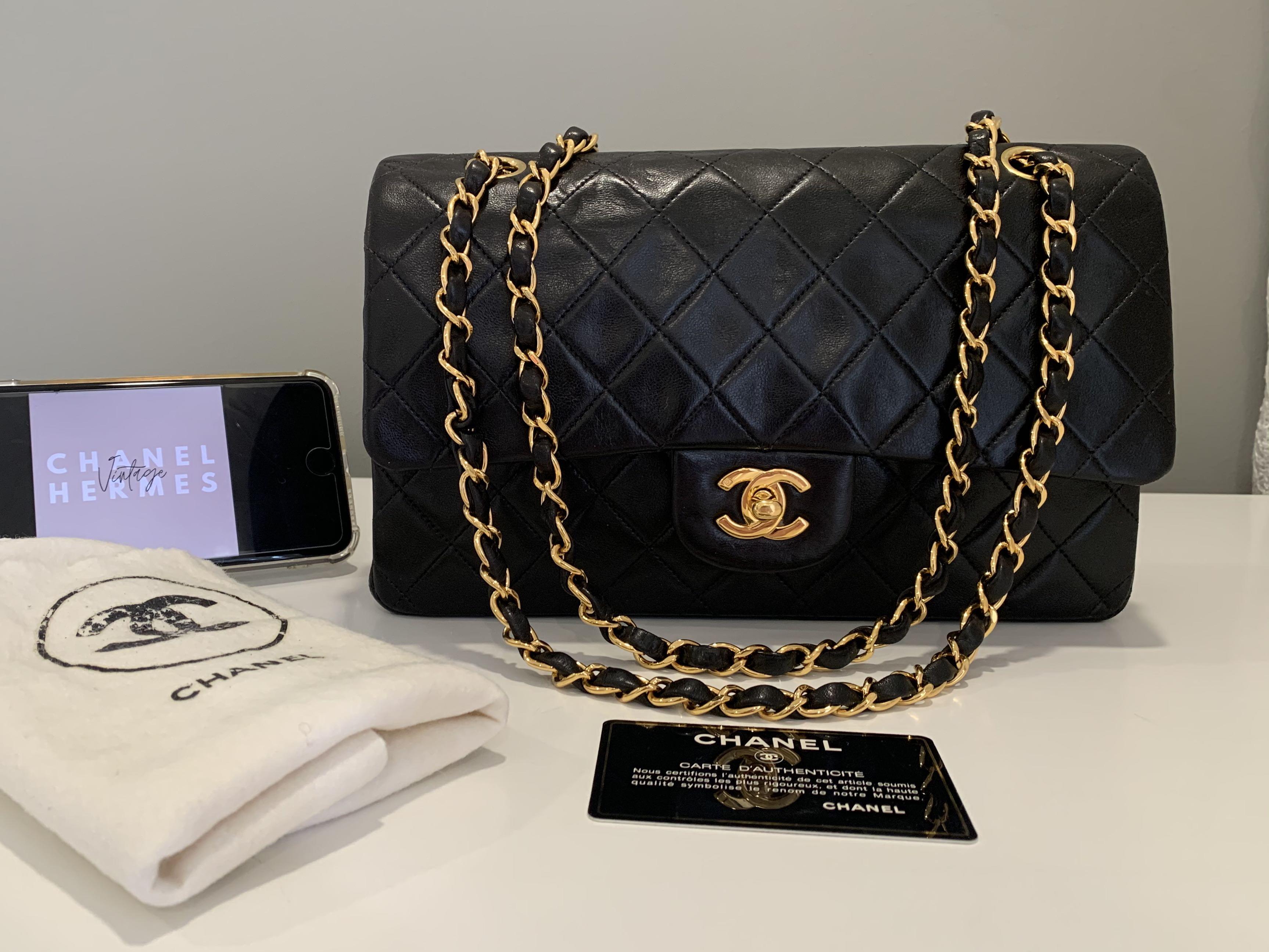 CHANEL Classic Flap Medium Lambskin Leather Black Gold Hardware