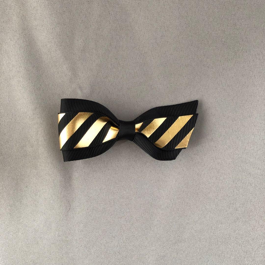 Black Hair Bow Black And Gold Black And Gold Hair Bow Hair Clip Women S Fashion Watches Accessories Hair Accessories On Carousell