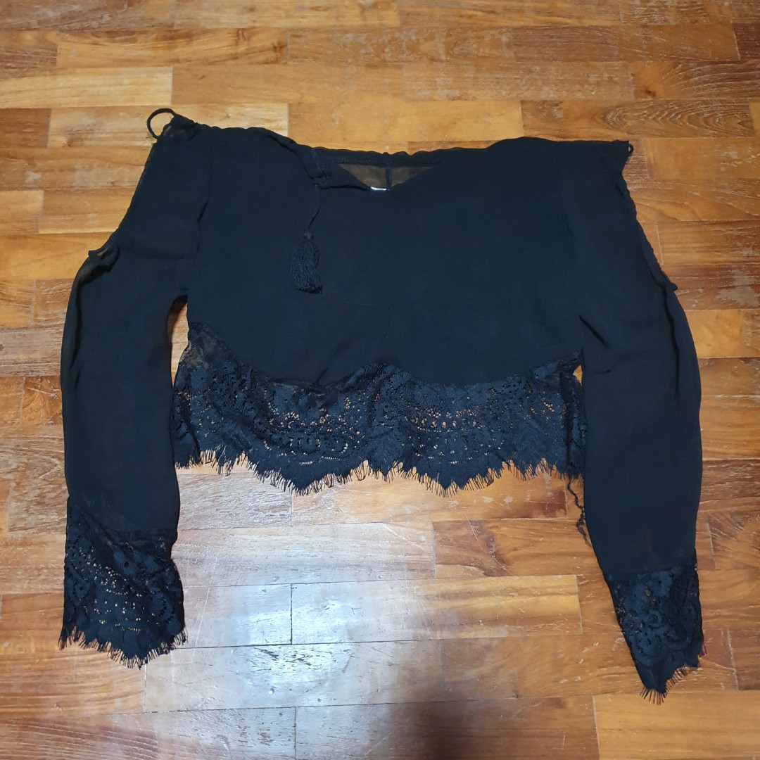 black lace off the shoulder top