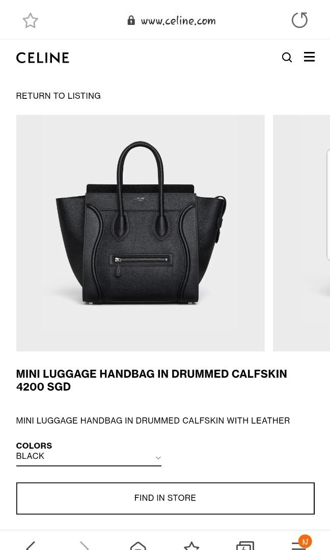 Celine mini luggage on sale handbag in drummed calfskin